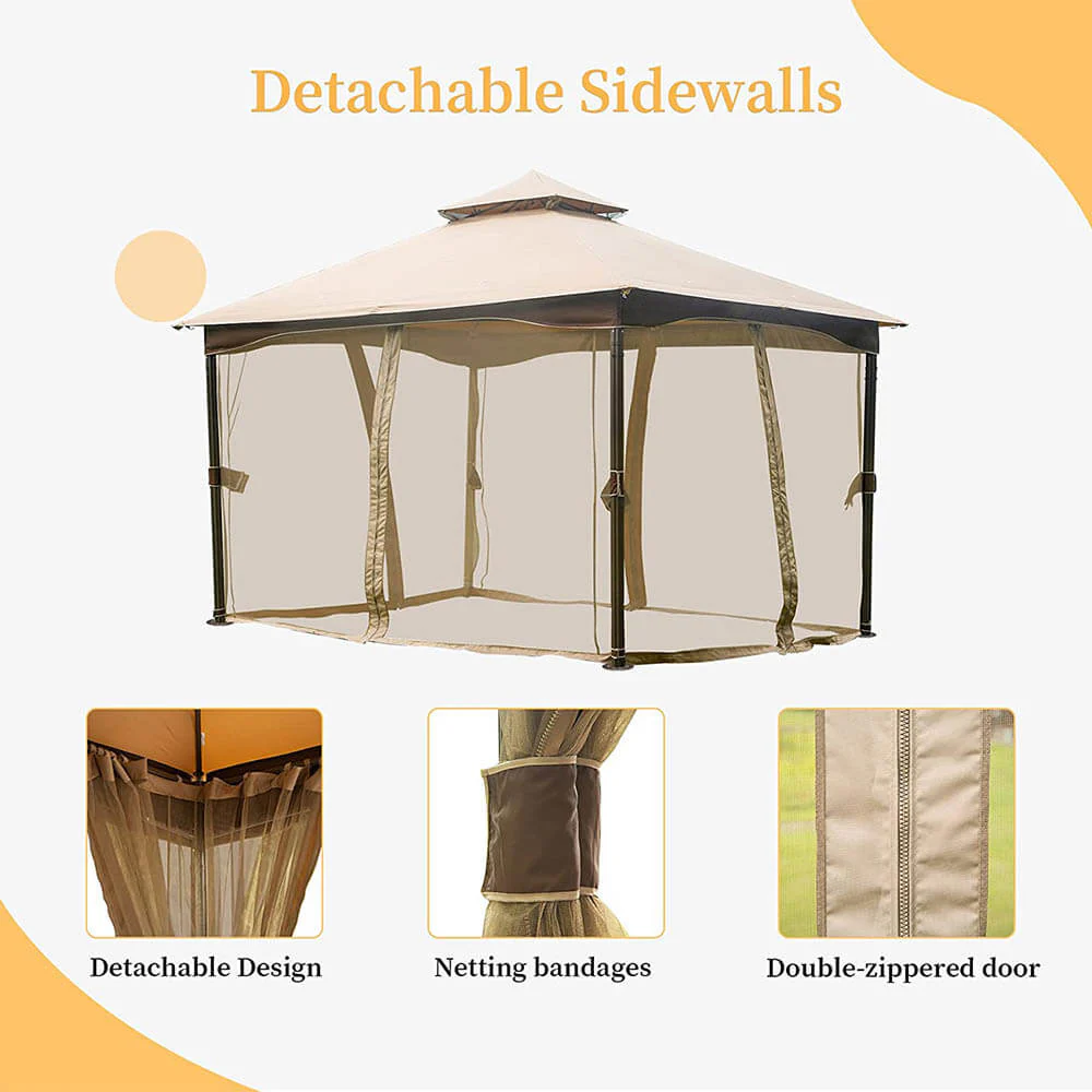 10'x13' Soft Double Roof Gazebo - Image 5
