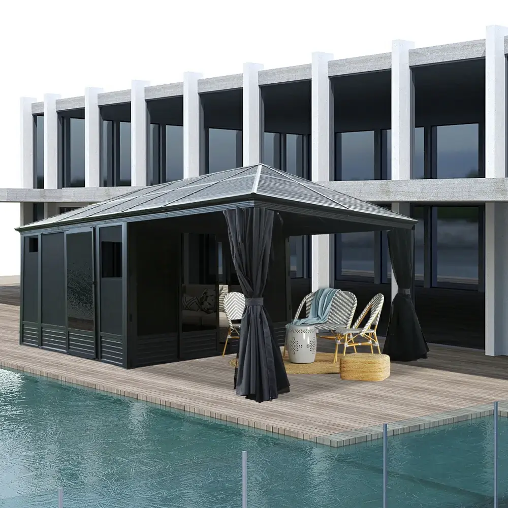 11'×21' Hardtop Sunroom & Gazebo - Front and Side Doors - Image 12