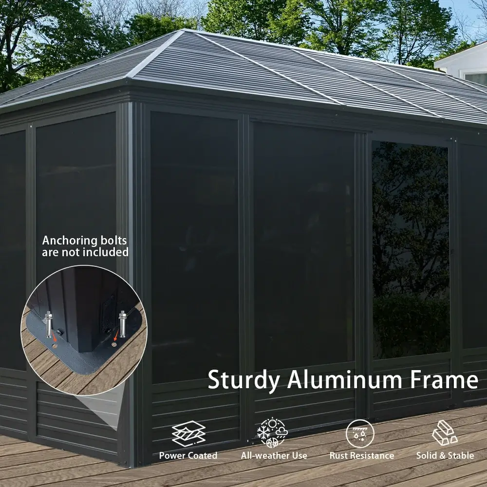11'×21' Hardtop Sunroom & Gazebo - Front and Side Doors - Image 5