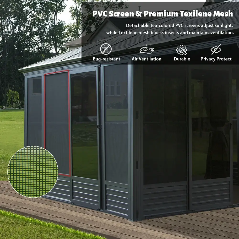 11'×21' Hardtop Sunroom & Gazebo - Front and Side Doors - Image 6
