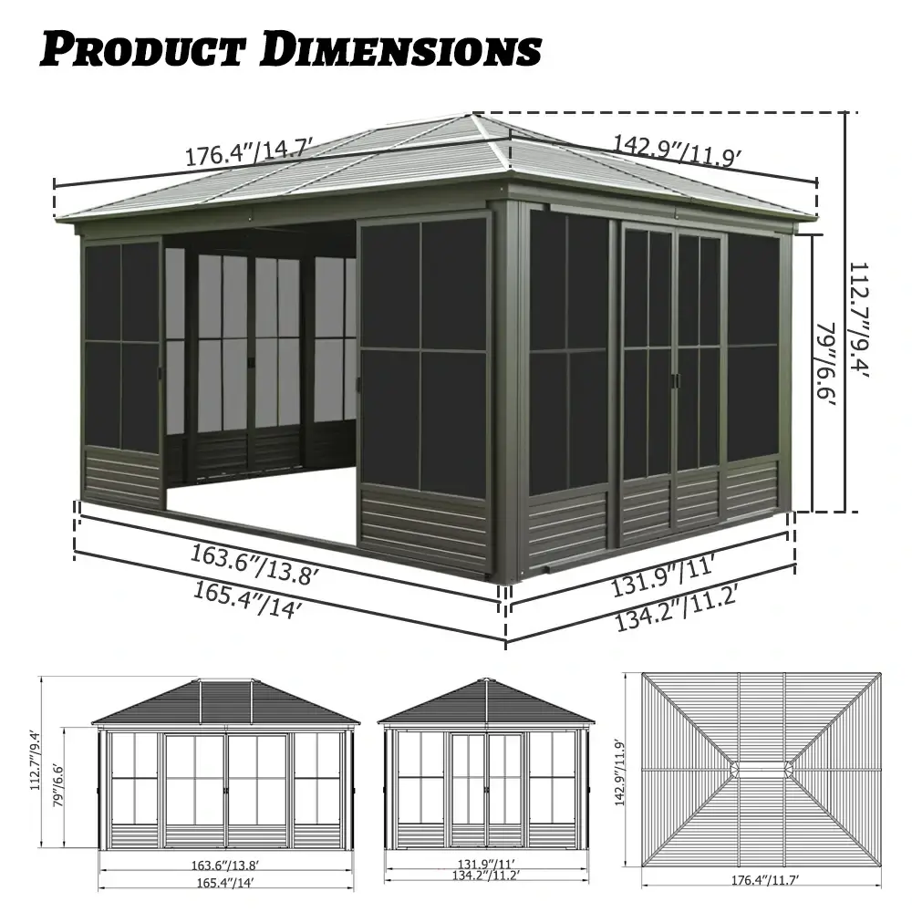 12'×15' Sunroom with Four Side Doors - Image 3