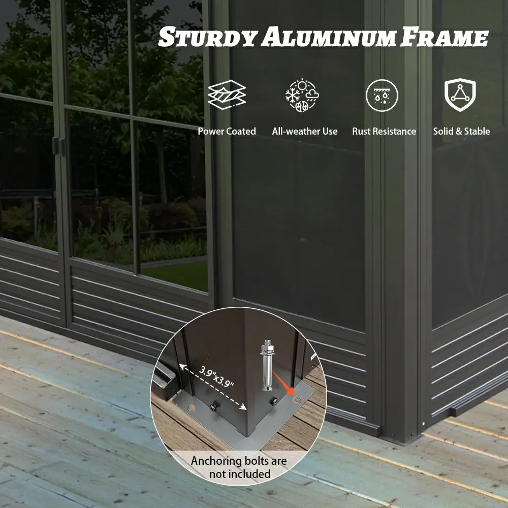 12'×15' Sunroom with Four Side Doors - Image 5