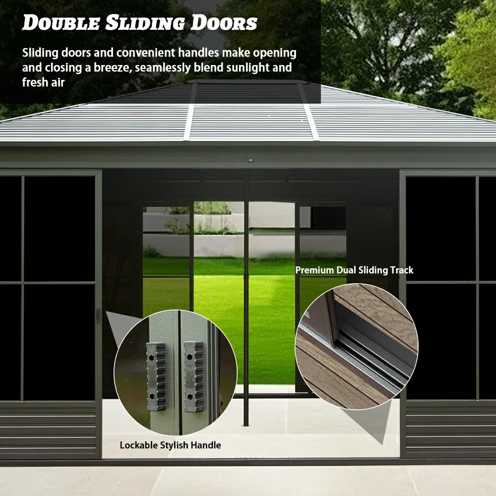 12'×15' Sunroom with Four Side Doors - Image 9