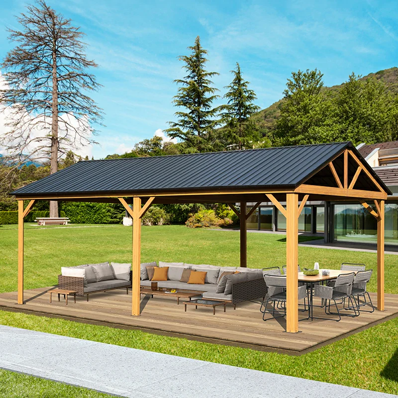 Gable Hardtop Gazebo - Wood-looking Frame - Image 10