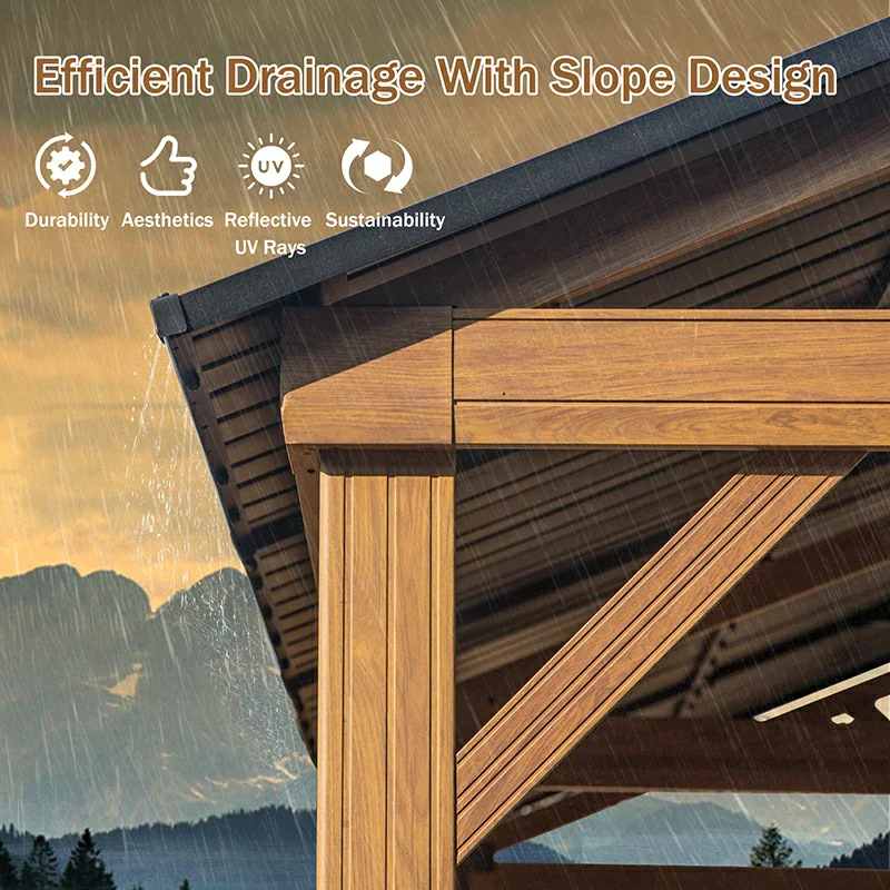 Gable Hardtop Gazebo - Wood-looking Frame - Image 11