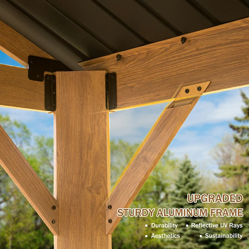 Gable Hardtop Gazebo - Wood-looking Frame - Image 13