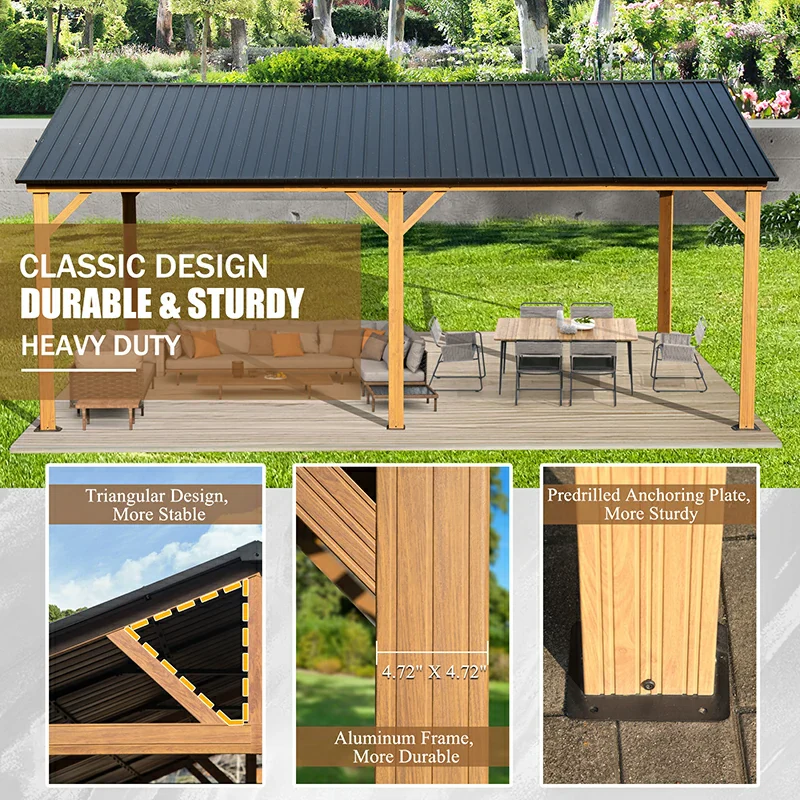 Gable Hardtop Gazebo - Wood-looking Frame - Image 15