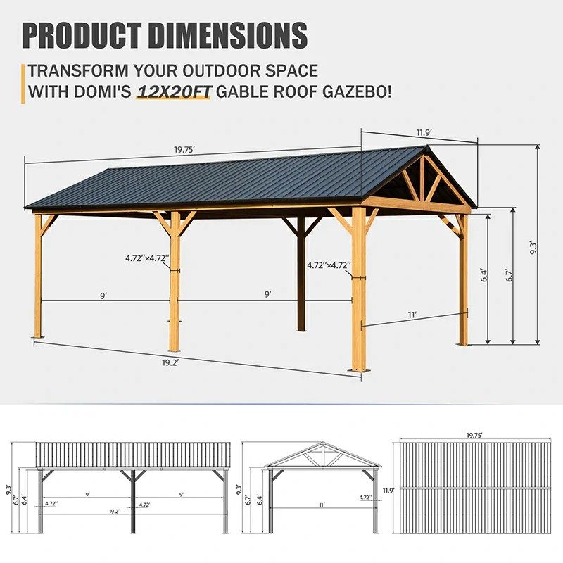Gable Hardtop Gazebo - Wood-looking Frame - Image 16