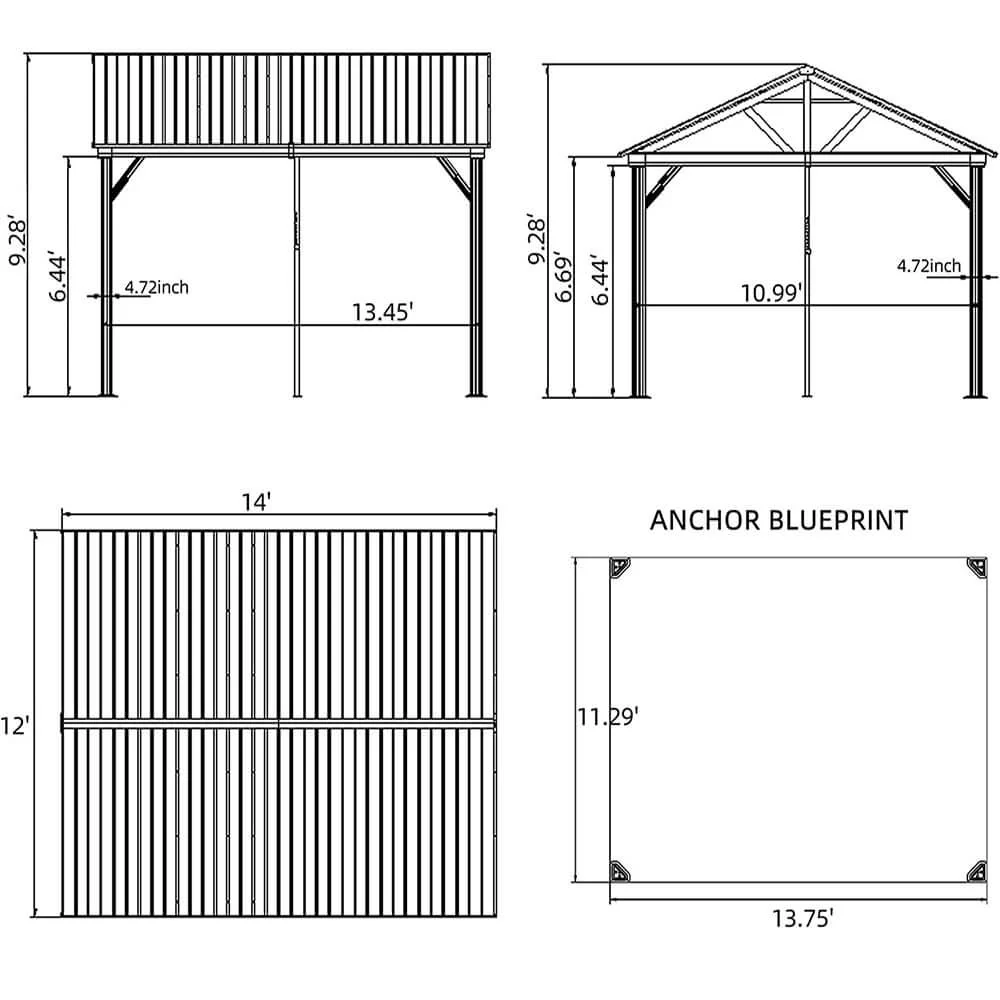 Gable Hardtop Gazebo - Wood-looking Frame - Image 3