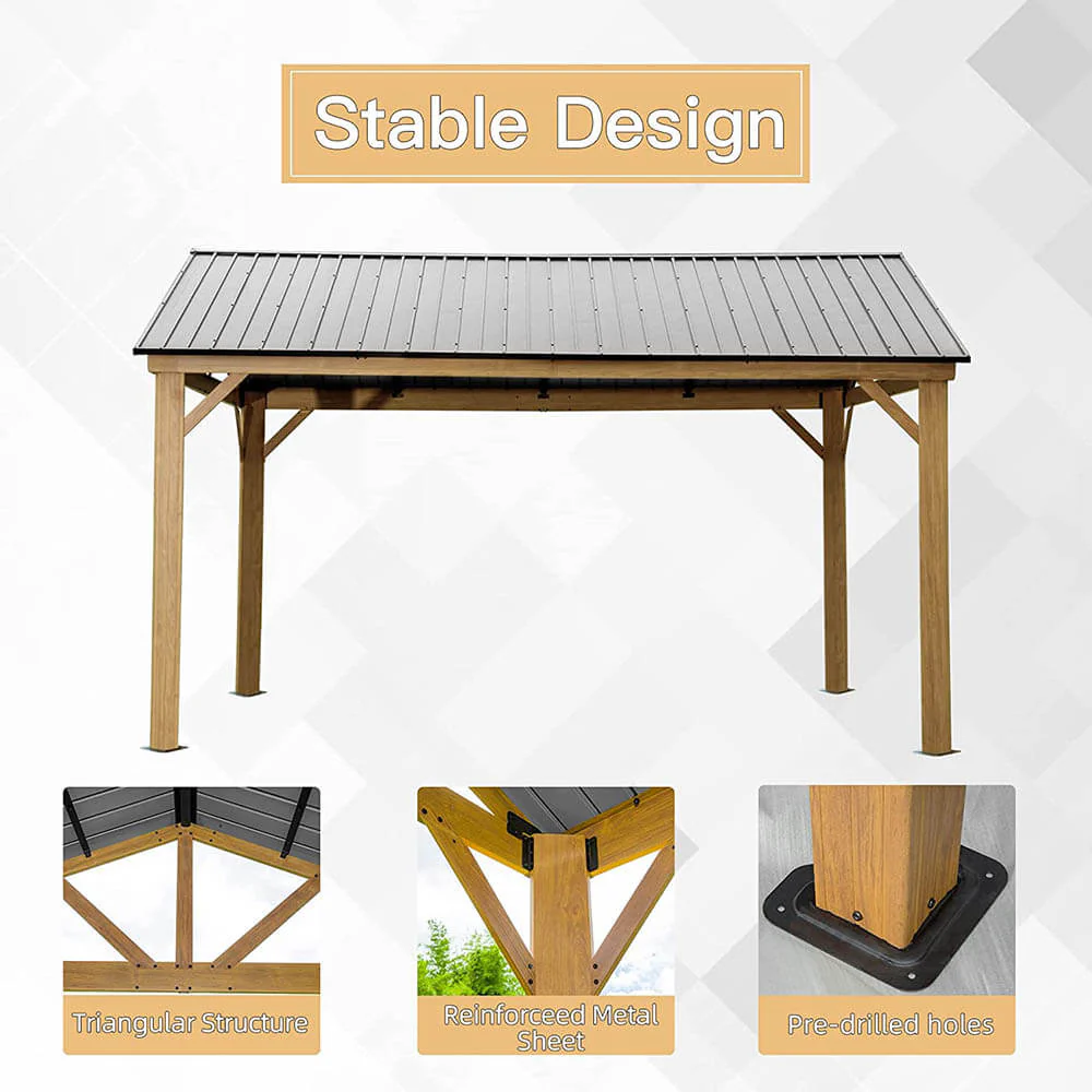 Gable Hardtop Gazebo - Wood-looking Frame - Image 6