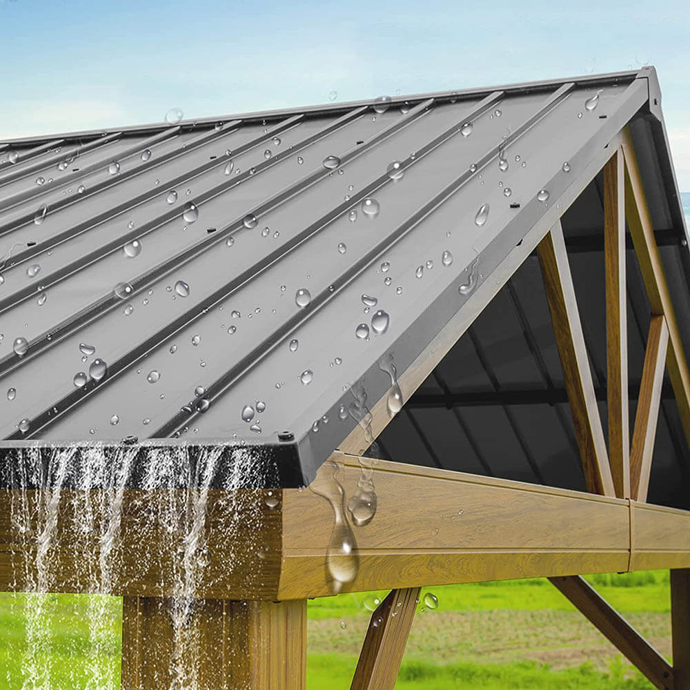 Gable Hardtop Gazebo - Wood-looking Frame - Image 7