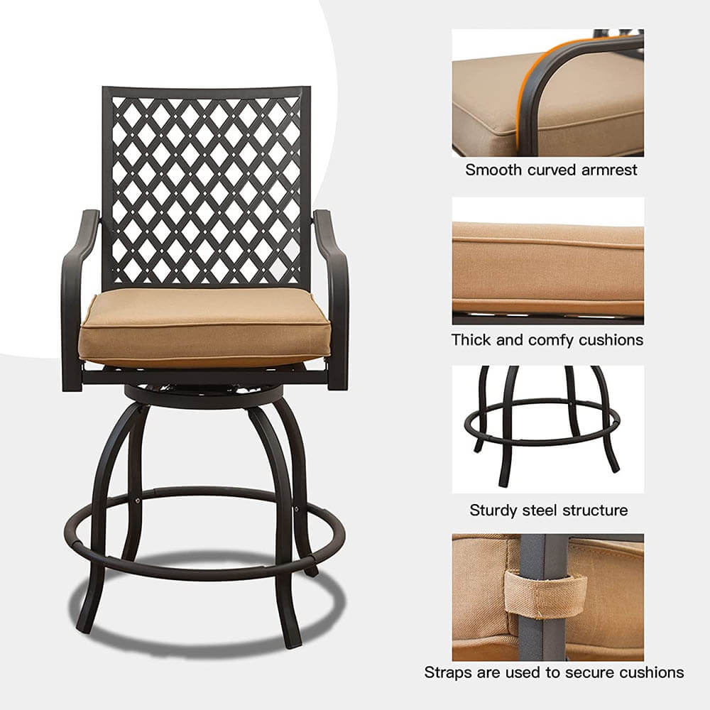 3 Piece Patio Bar Set with Cushion - Image 11