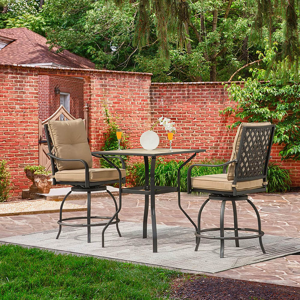 3 Piece Patio Bar Set with Cushion - Image 3