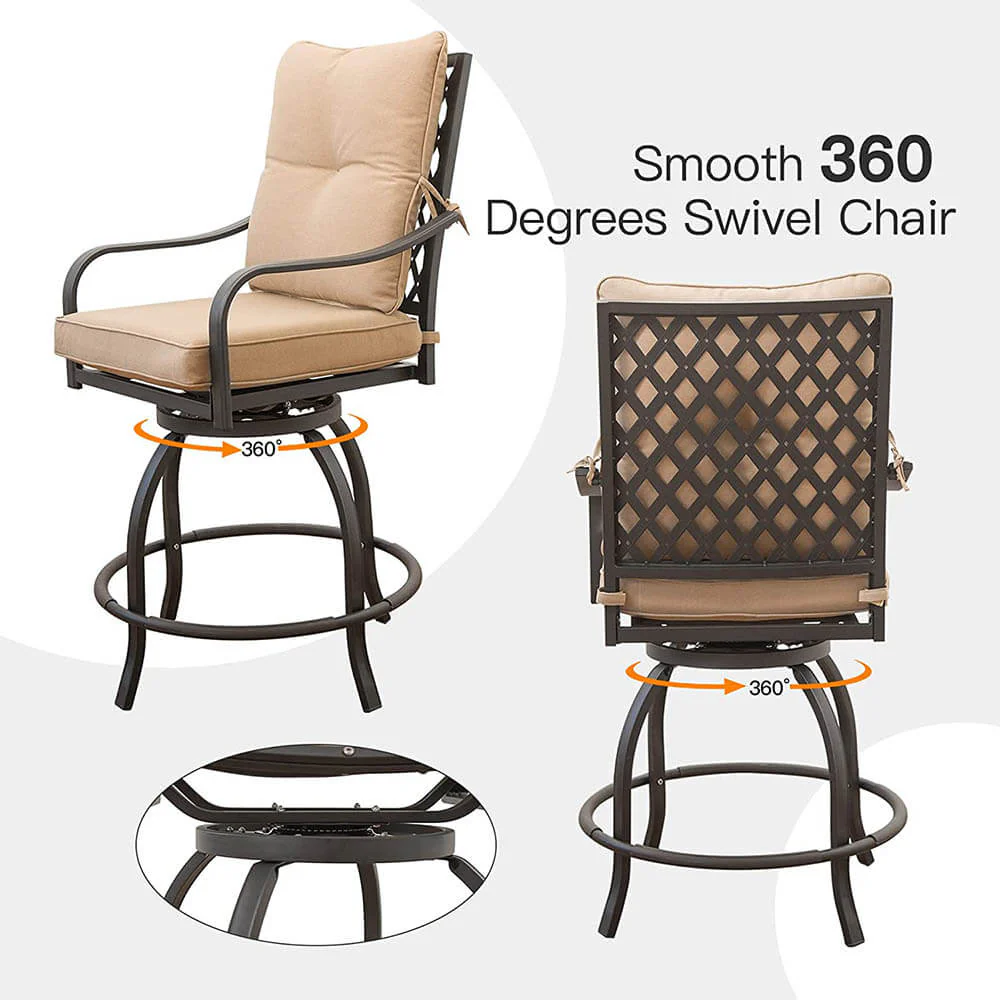 3 Piece Patio Bar Set with Cushion - Image 6