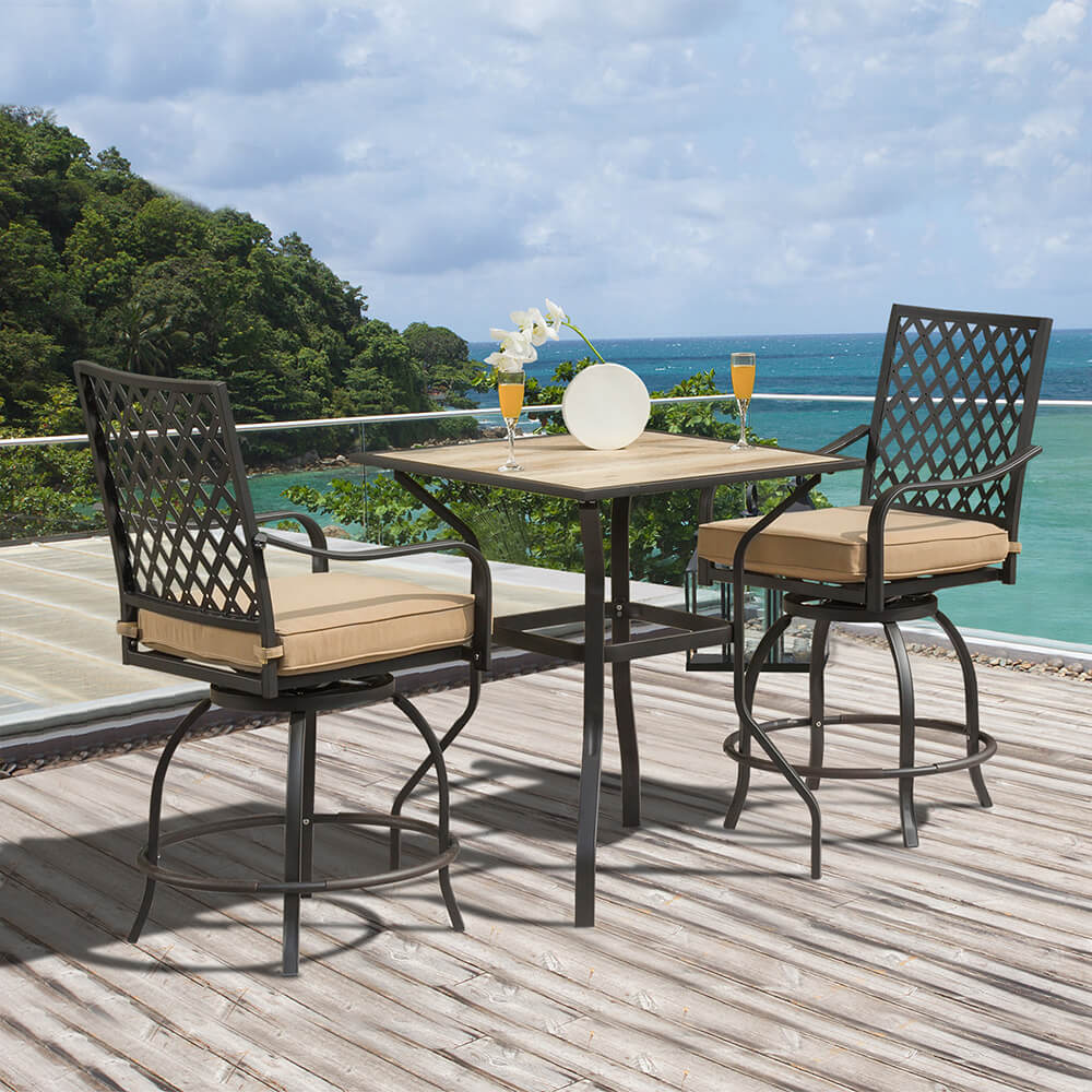 3 Piece Patio Bar Set with Cushion - Image 8