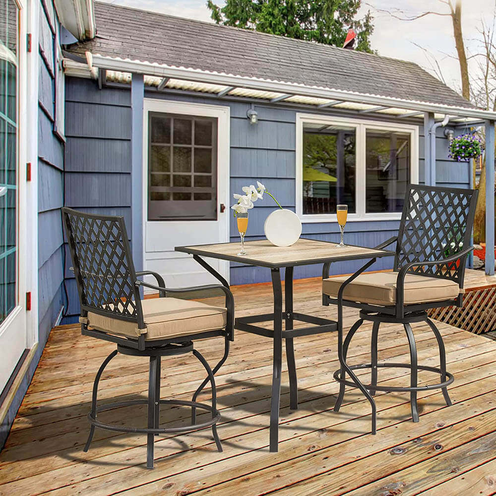 3 Piece Patio Bar Set with Cushion - Image 9