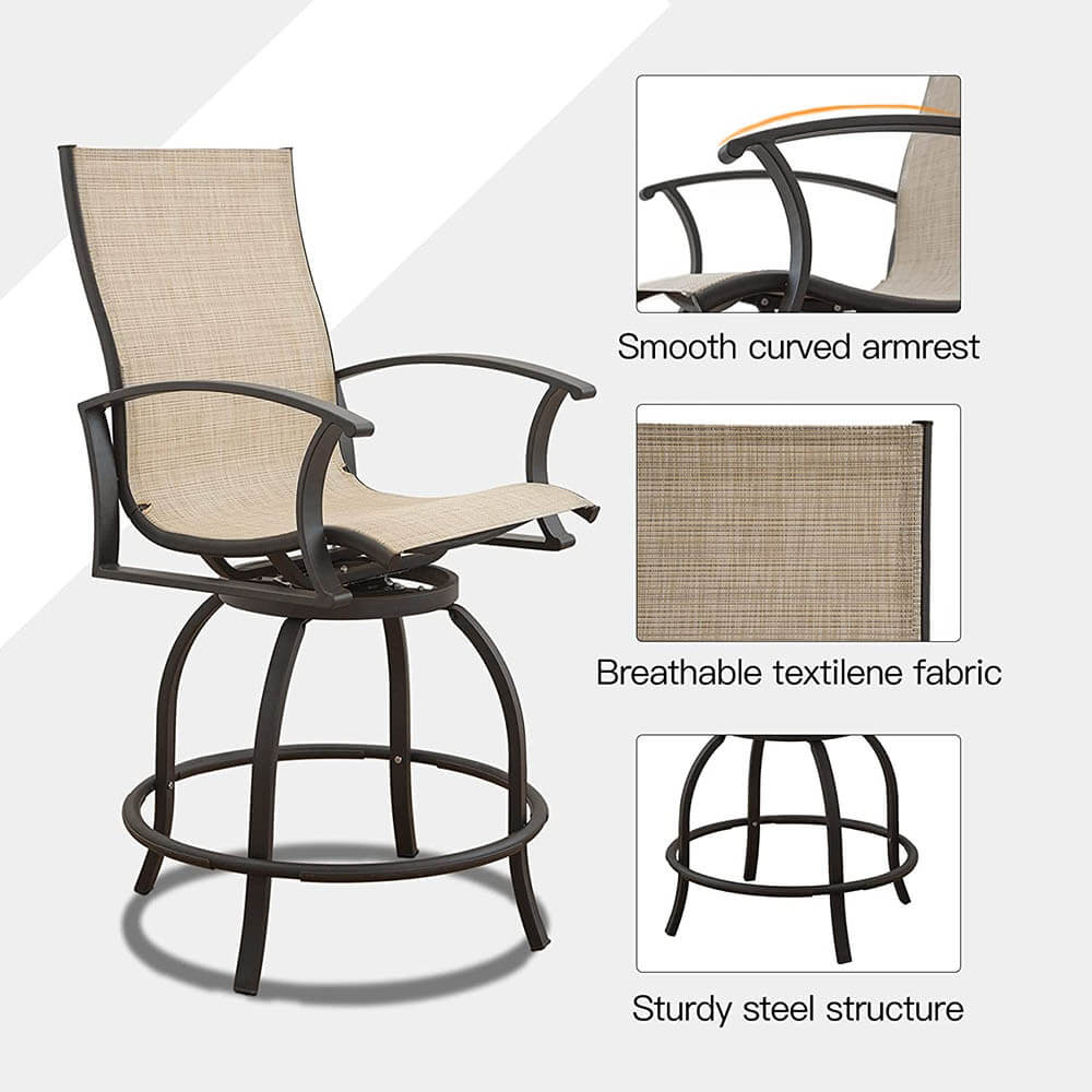 3 Piece Patio Textilene Bar Set - Image 3