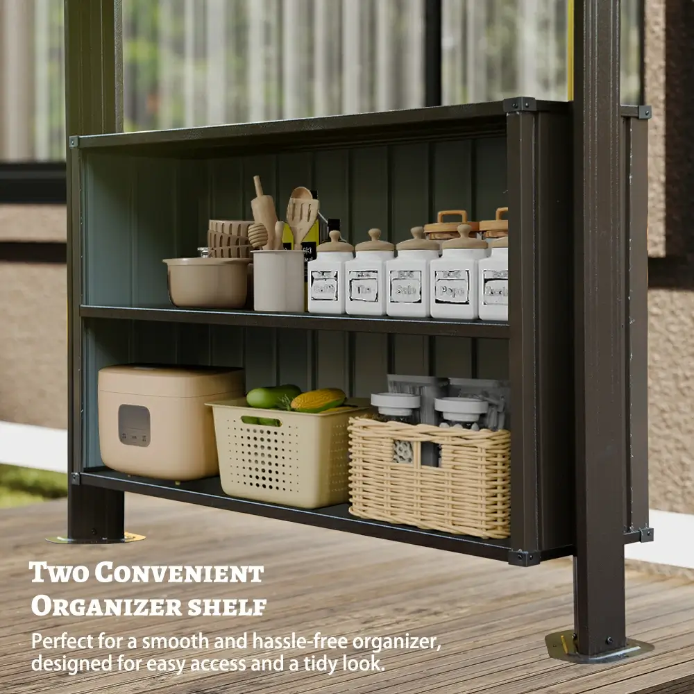 6' x 10' Hardtop Grill Gazebo with 2 Storage Cabinets - Image 12