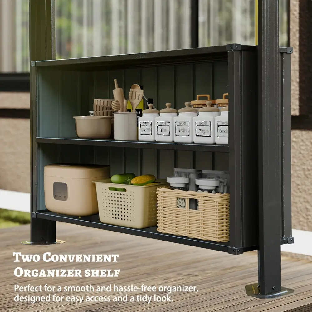 6' x 10' Hardtop Grill Gazebo with 2 Storage Cabinets - Image 6