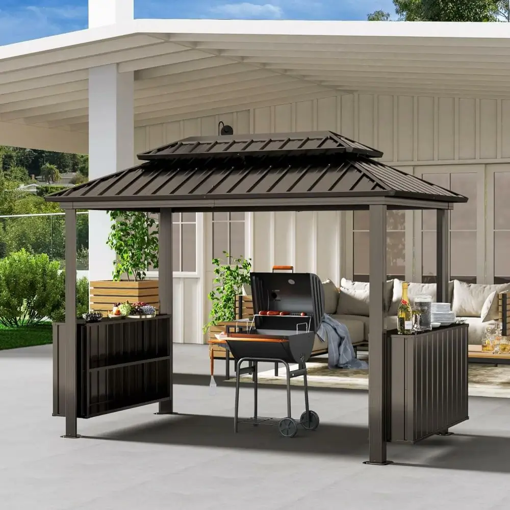 6' x 10' Hardtop Grill Gazebo with 2 Storage Cabinets - Image 7