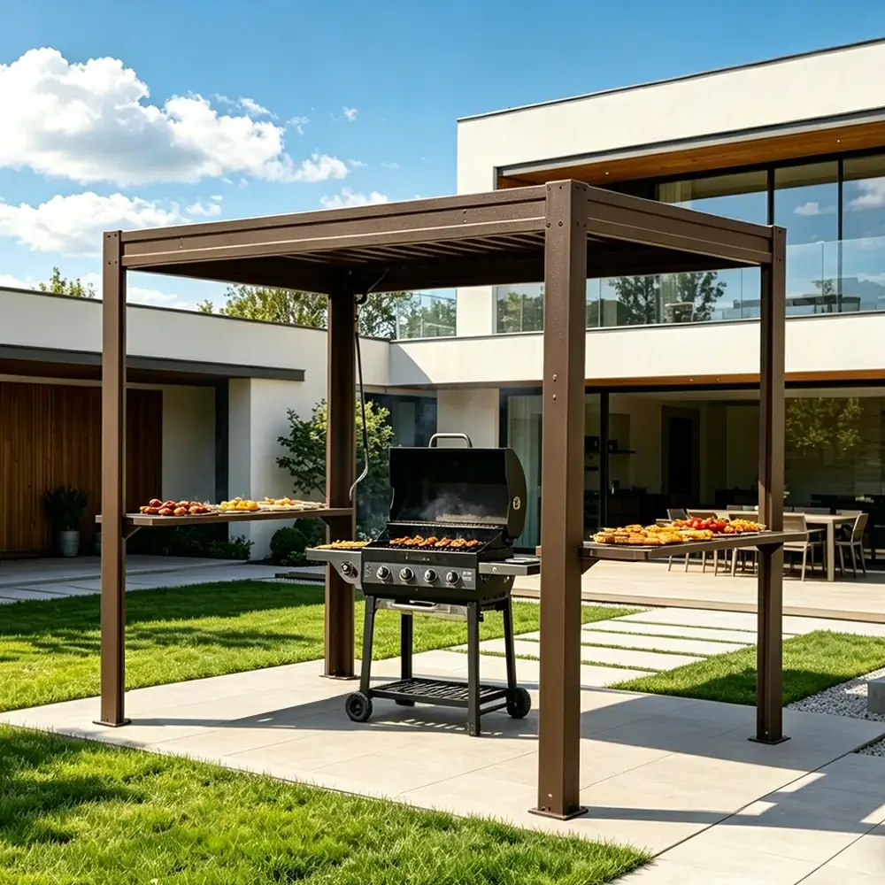 8' x 5' Aluminum Grill Gazebo with Adjustable Louvered Roof - Image 10