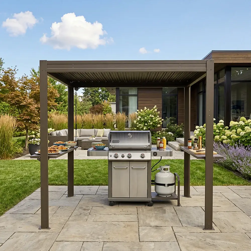 8' x 5' Aluminum Grill Gazebo with Adjustable Louvered Roof - Image 11