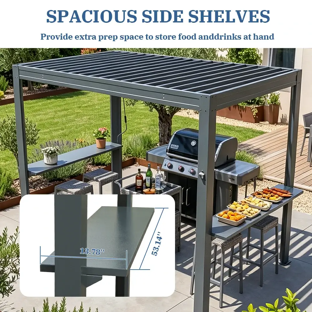 8' x 5' Aluminum Grill Gazebo with Adjustable Louvered Roof - Image 8