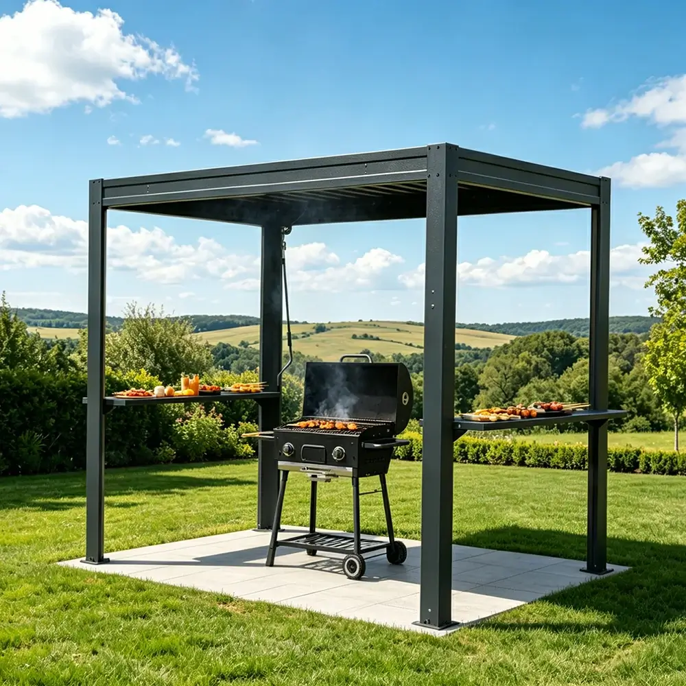 8' x 5' Aluminum Grill Gazebo with Adjustable Louvered Roof - Image 9