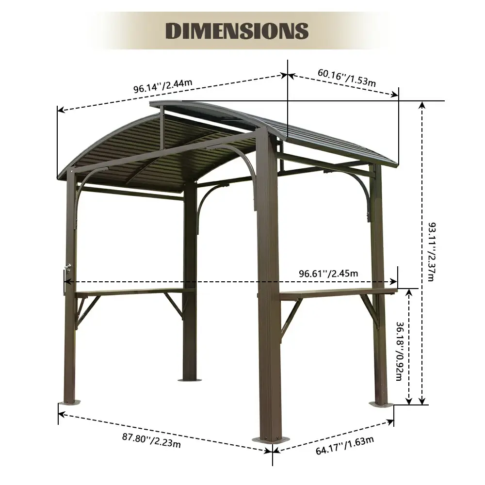 8' x 5' Outdoor Grill Gazebo Arc Roof - Image 10