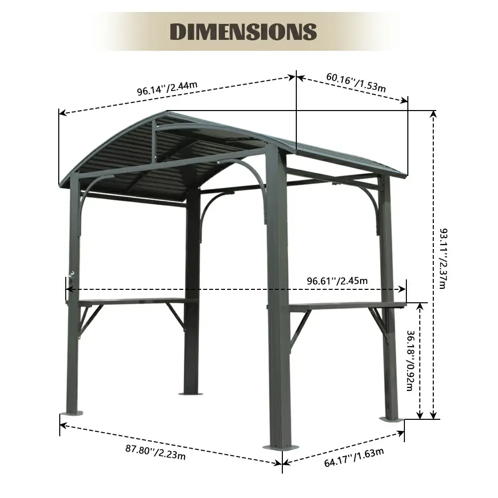 8' x 5' Outdoor Grill Gazebo Arc Roof - Image 3