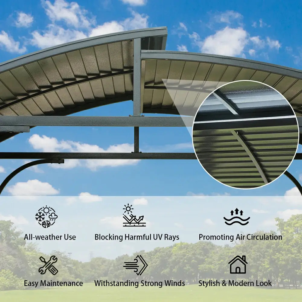 8' x 5' Outdoor Grill Gazebo Arc Roof - Image 4