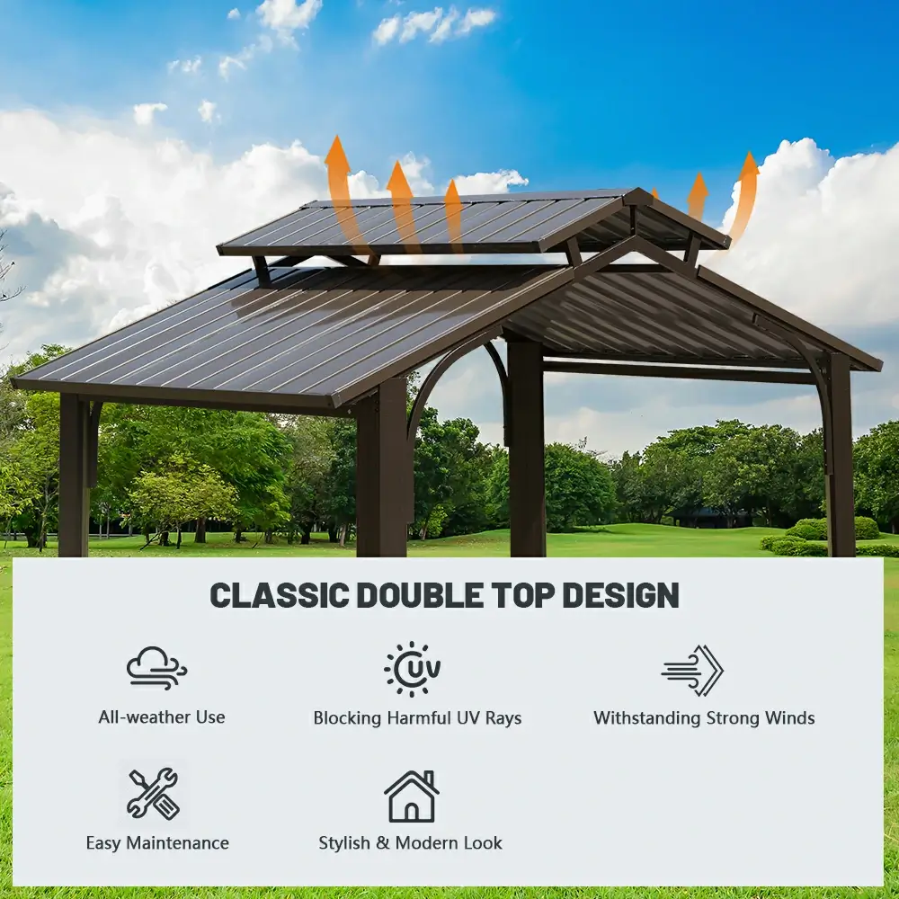 8' × 5' Outdoor Grill Gazebo Gable Roof - Image 10