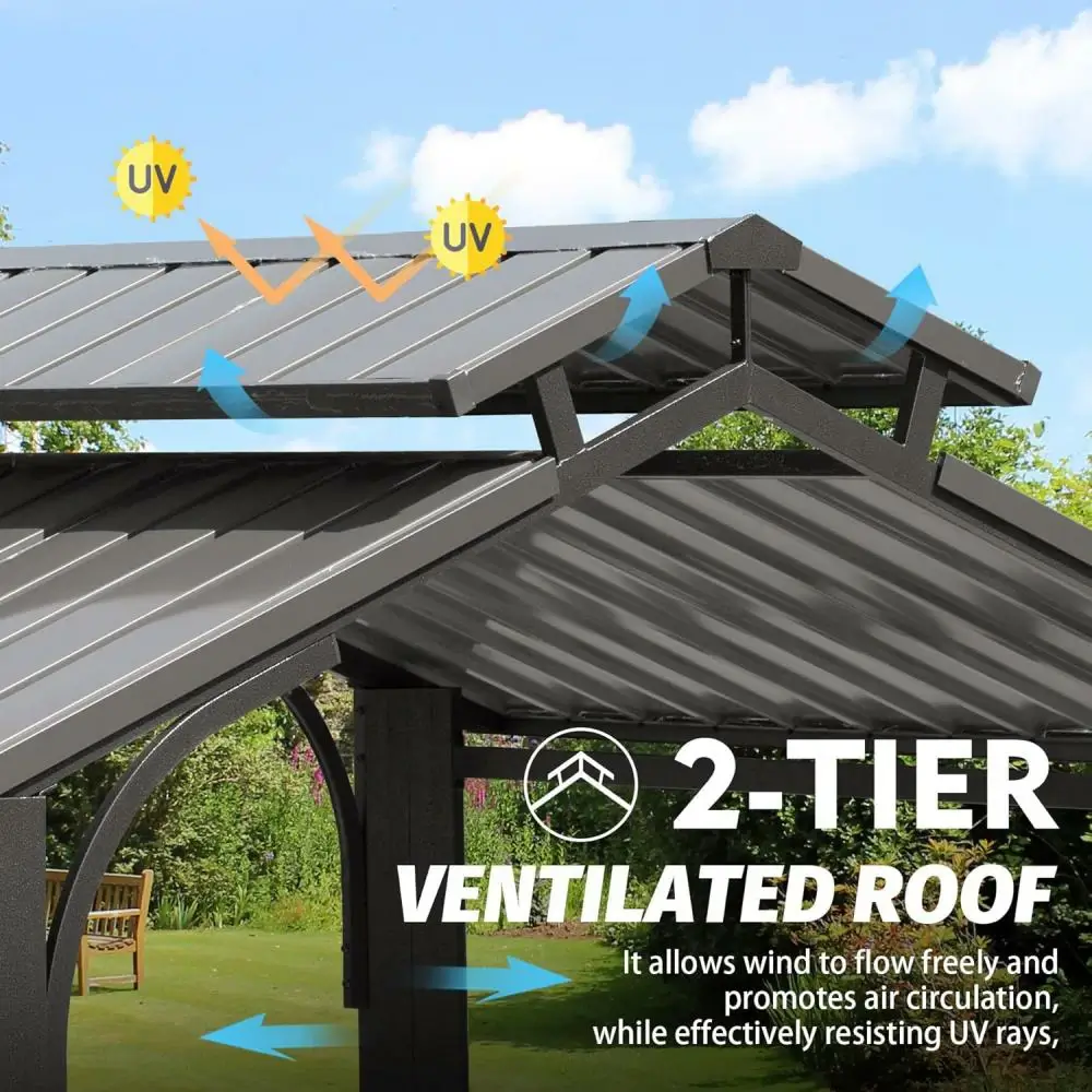 8' × 5' Outdoor Grill Gazebo Gable Roof - Image 3
