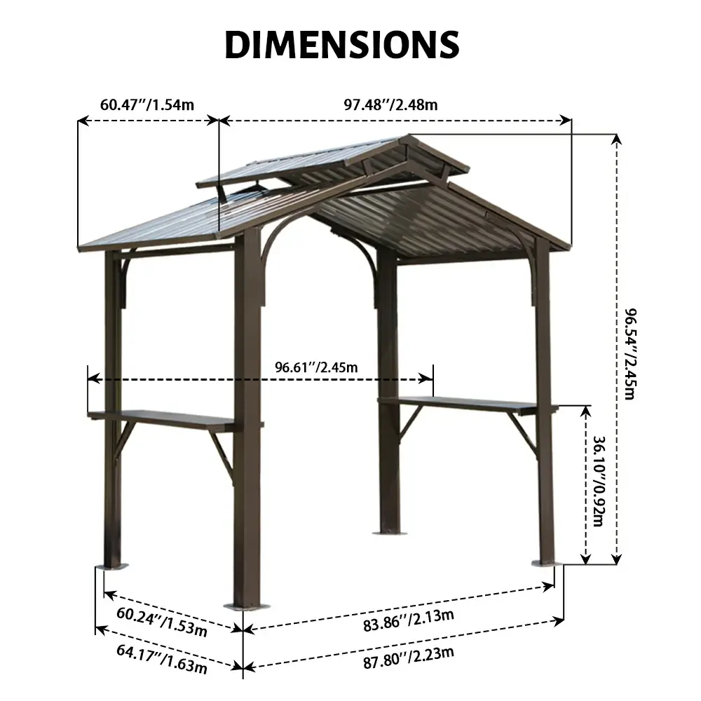 8' × 5' Outdoor Grill Gazebo Gable Roof - Image 9