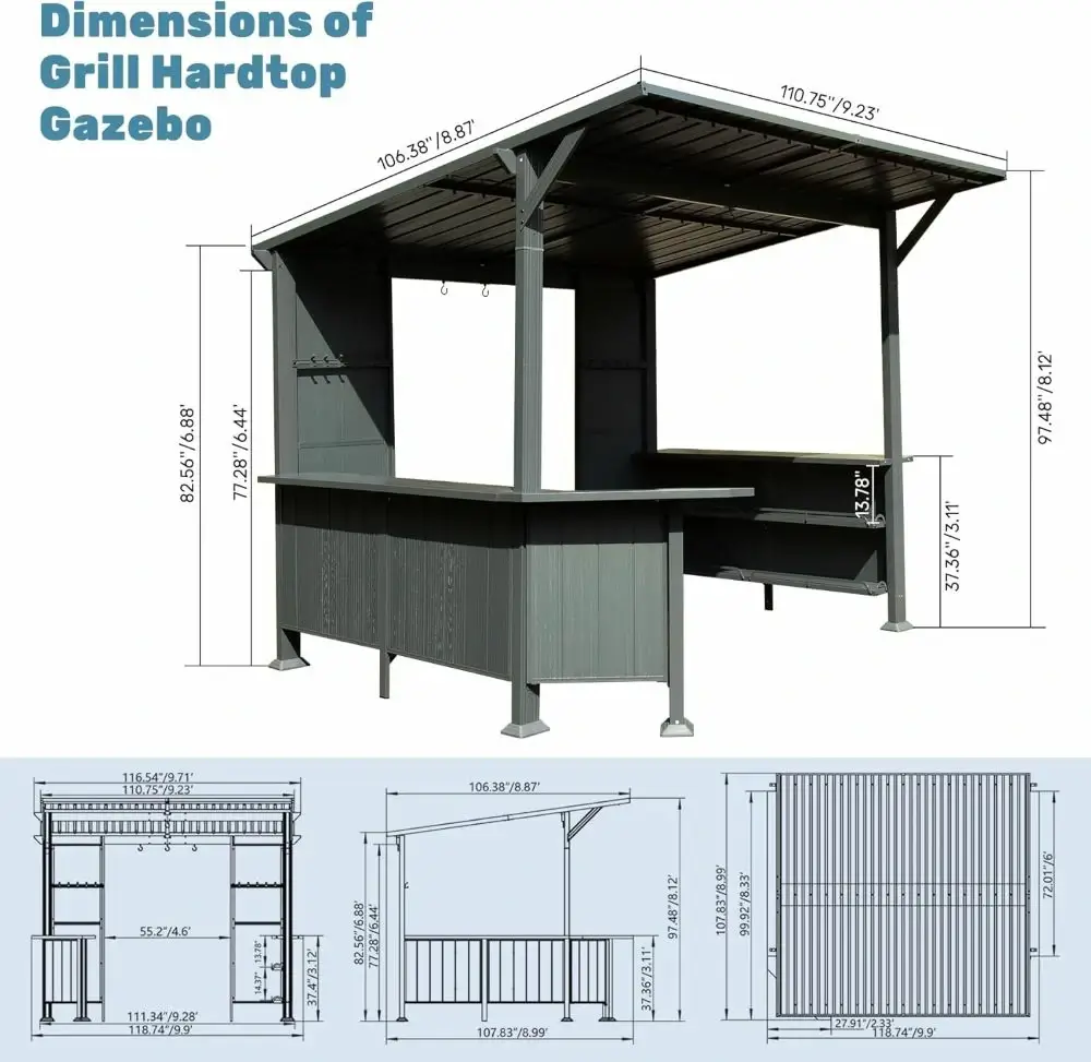9' x 10' Hardtop Grill Gazebo w/ Expansion Platform - Image 11