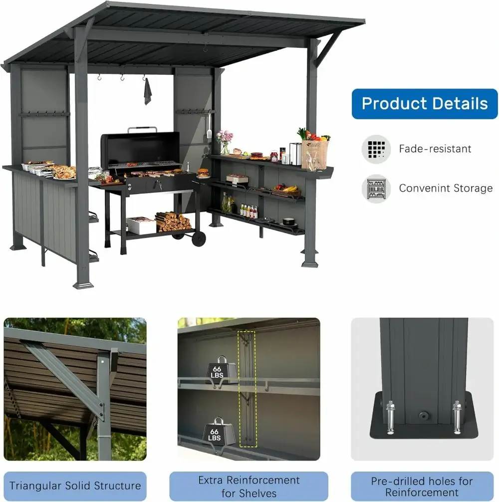 9' x 10' Hardtop Grill Gazebo w/ Expansion Platform - Image 13