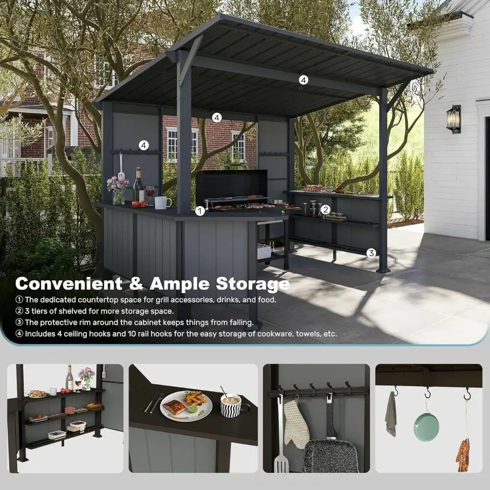 9' x 10' Hardtop Grill Gazebo w/ Expansion Platform - Image 15