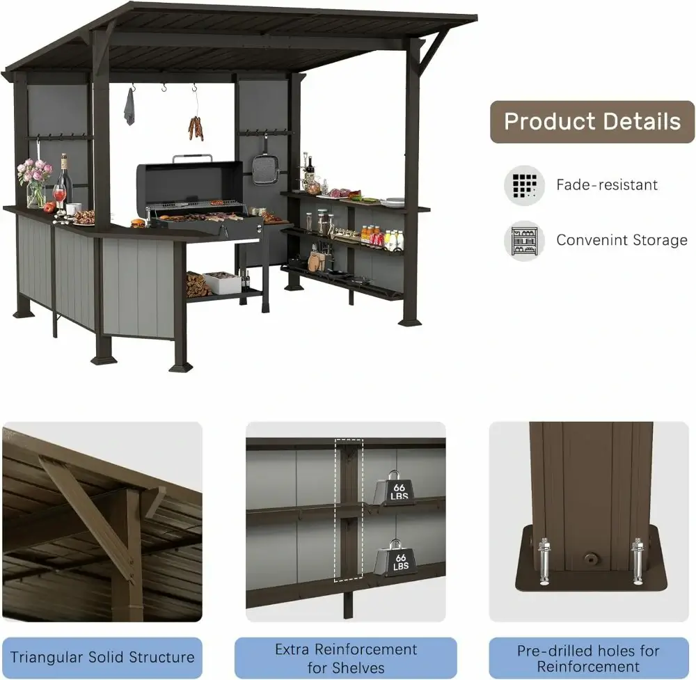 9' x 10' Hardtop Grill Gazebo w/ Expansion Platform - Image 4