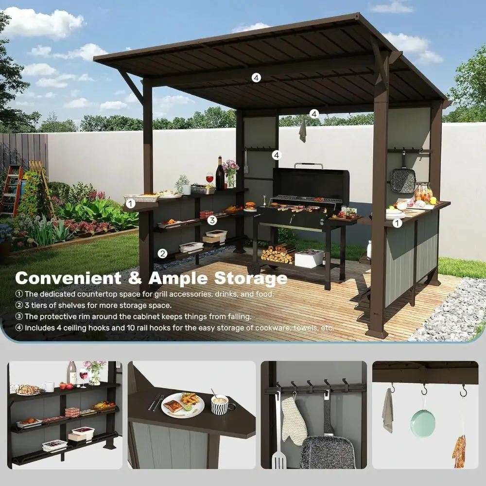 9' x 10' Hardtop Grill Gazebo w/ Expansion Platform - Image 6