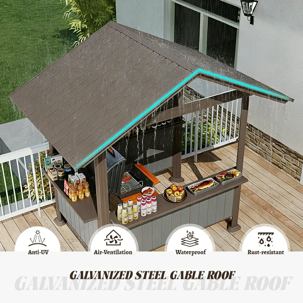 9' x 6' Hardtop Grill Gazebo Gable Roof - Image 10