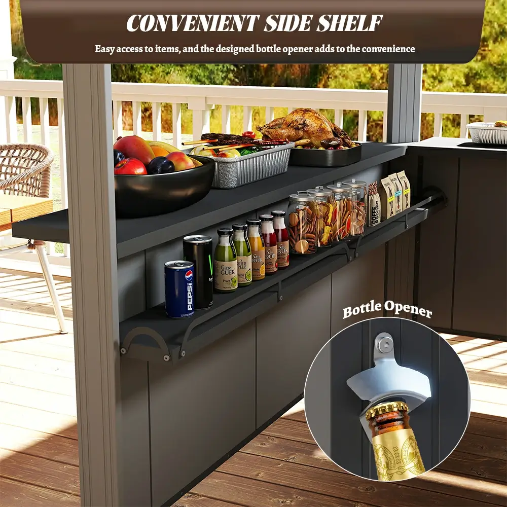 9' x 6' Hardtop Grill Gazebo Gable Roof - Image 5