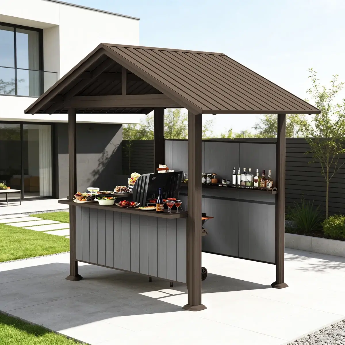 9' x 6' Hardtop Grill Gazebo Gable Roof - Image 7