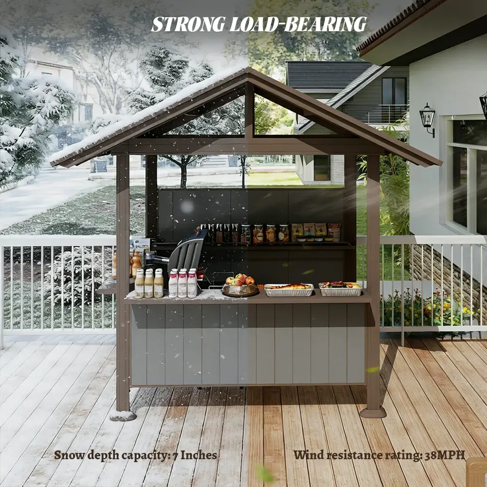 9' x 6' Hardtop Grill Gazebo Gable Roof - Image 9