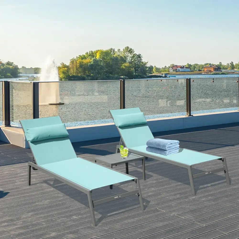 All-Aluminum Chaise Lounge Set of 3 - Image 10
