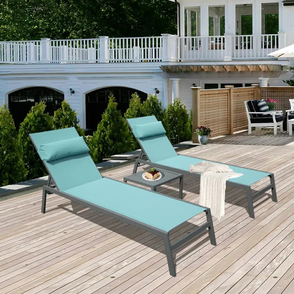 All-Aluminum Chaise Lounge Set of 3 - Image 11