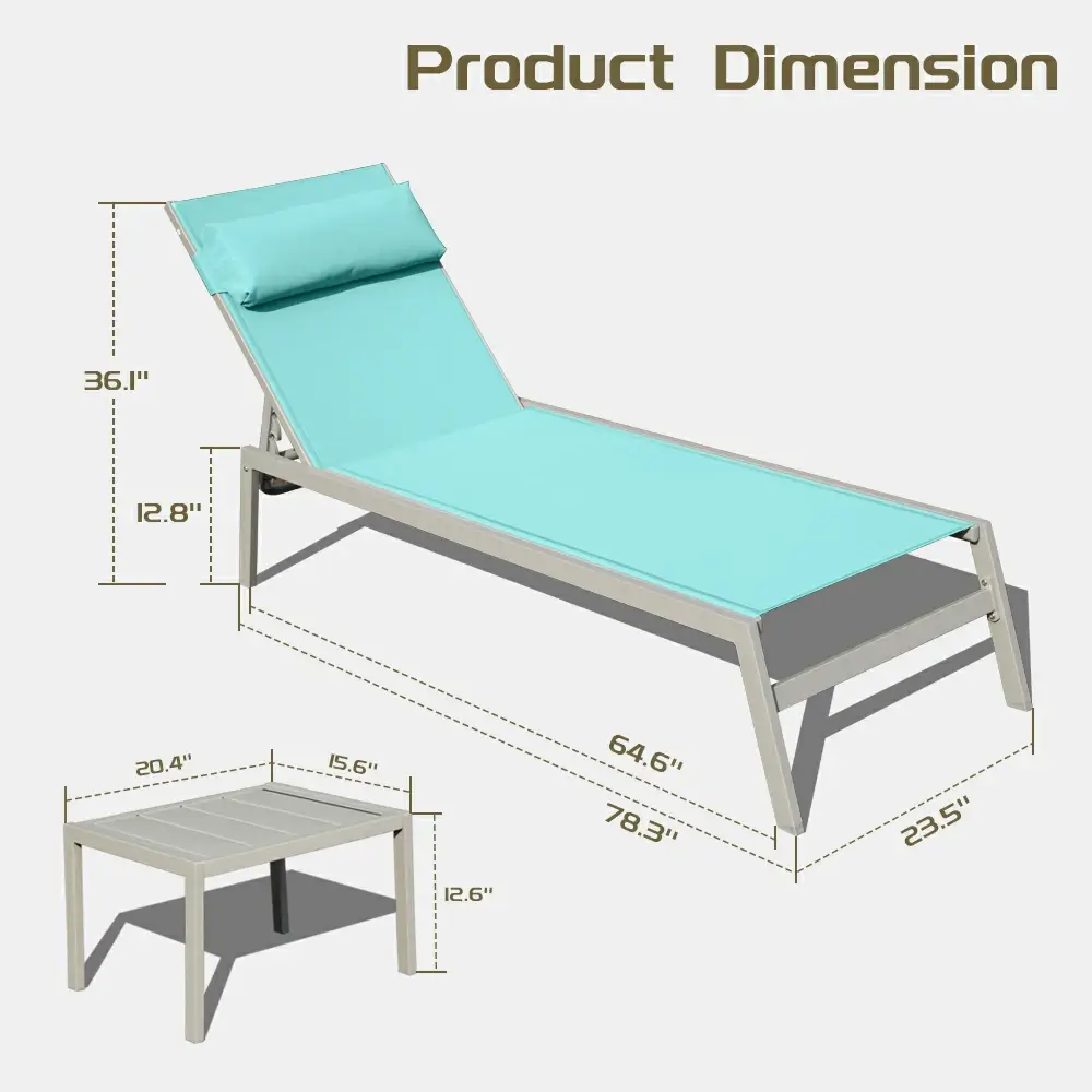 All-Aluminum Chaise Lounge Set of 3 - Image 12