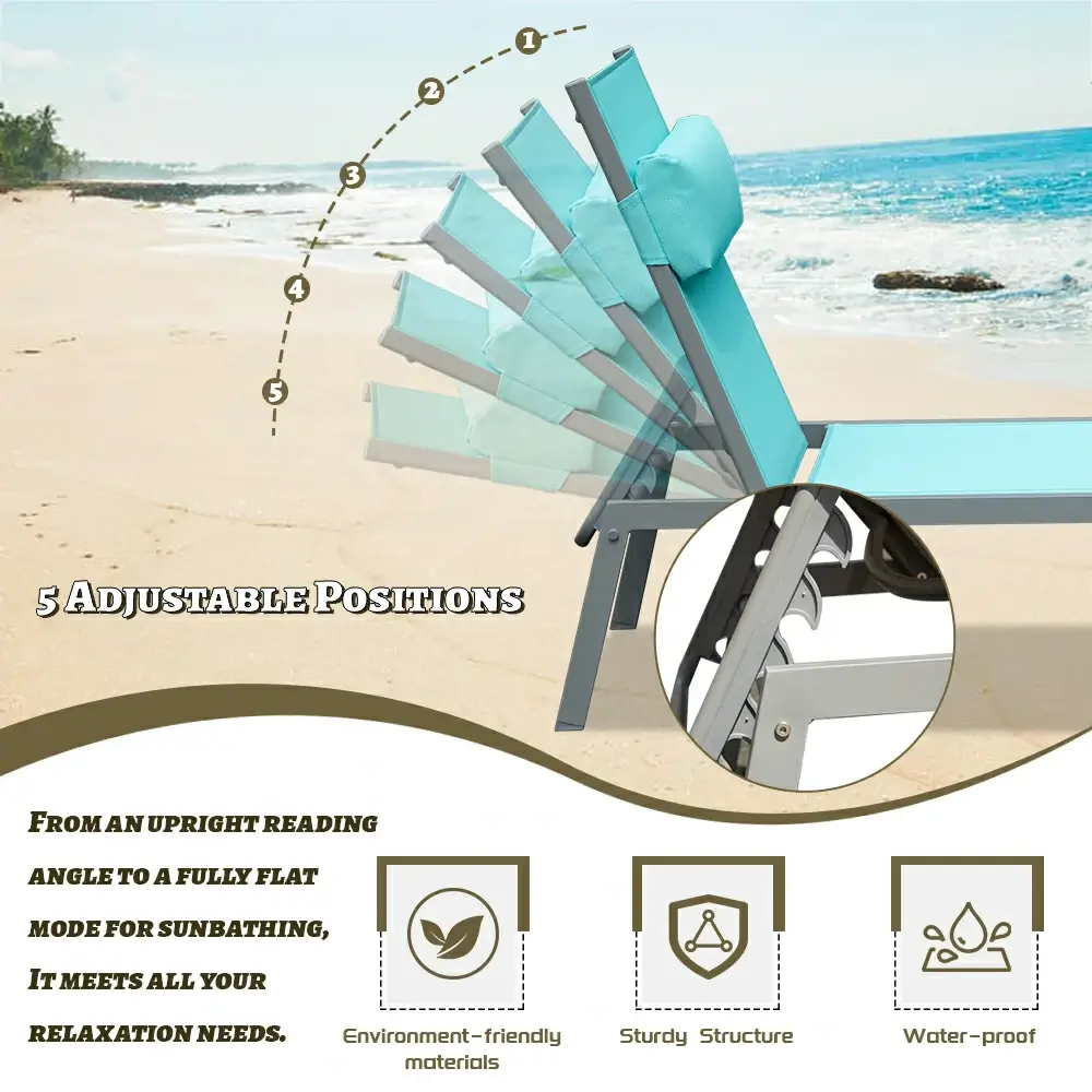 All-Aluminum Chaise Lounge Set of 3 - Image 13
