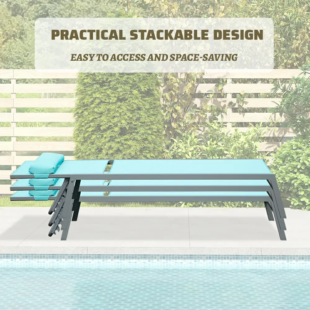 All-Aluminum Chaise Lounge Set of 3 - Image 17