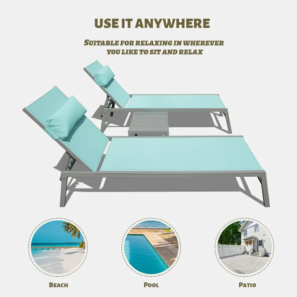 All-Aluminum Chaise Lounge Set of 3 - Image 18