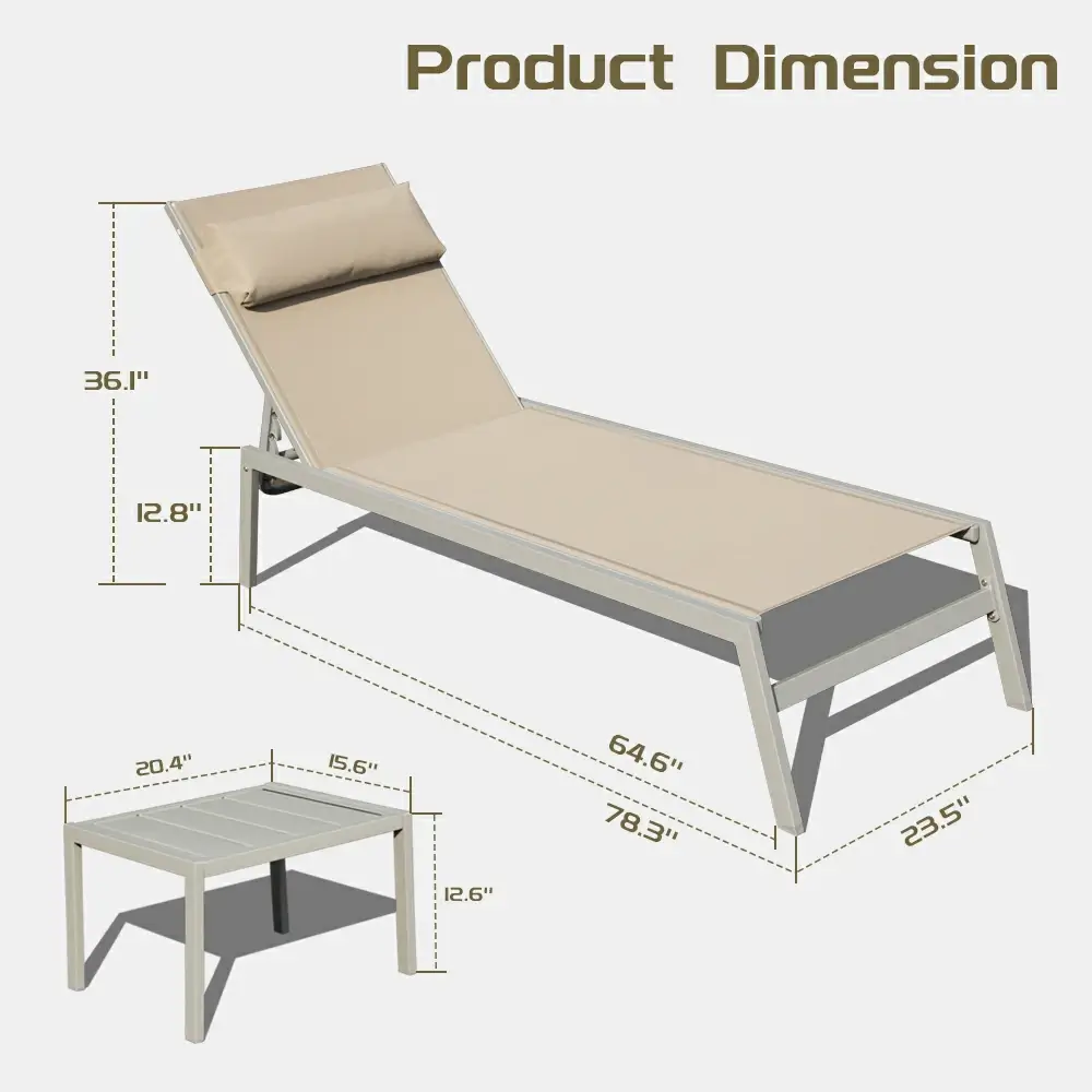 All-Aluminum Chaise Lounge Set of 3 - Image 20